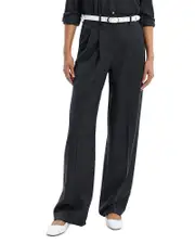 Theory Sleek Flannel Double Pleat Wide Leg Pants