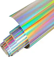 Gatichetta Metallic HTV Holographic Silver Heat Transfer Vinyl Roll - 12" X 6ft Foil Iron on Vinyl for T-Shirts