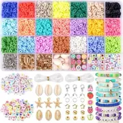 5500pcs Clay Beads Kit, 21 Colors 6mm Flat Round Polymer Clay Beads with Letter