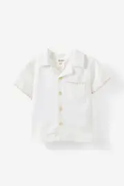 [Cotton On Kids] Cotton On Kids - Leo Cuban Relaxed Shirt - Vanilla/blanket stitch 6-12M VANILLA/BLANKET STITCH