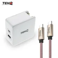 在飛比找momo購物網優惠-【TEKQ】PD QC3.0 57W 2孔 旅行萬用充電器+