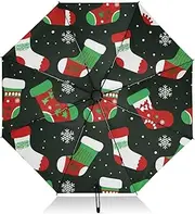 [RPLIFE] Compact Umbrella, Windproof Travel Umbrella, Automatic Open/close, Compact Size for Women Backpacks/Handbags, Christmas Sock