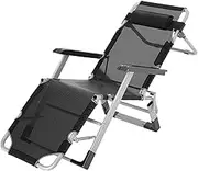 Zero Gravity Lounge Chair, Zero Gravity Chairs Heavy Duty Adjustable Steel Mesh Zero Gravity Lounge Chair Recliners W/Pillows Load-Bearing 200kg Sun Loungers Lounge Chair (Color : Black, Size : Tesl