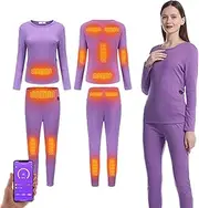 [IMYOGI] Cozy Smart Heating Underwears, Women Electric Heated Thermal Base Layer with 3 Gear Temperature and Phone APP Control