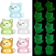 KONTONTY Tiny Resin Cats Luminous Miniature Animals 20 Pcs Ideal for Micro Landscape Decorations