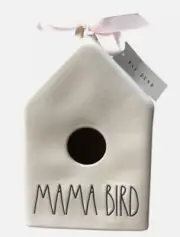 Rae Dunn Mama Bird House. White Ceramic w/Black Letters & Birds