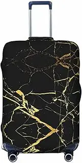 [Gaxfjru] Black Gold Marble Print Travel Luggage Cover Suitcase Cover Protector Suitcase Washable Baggage Covers Anti-Scratch, Black, L