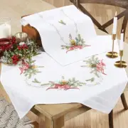 Herrschners® Candle with Red Bow Table Topper & Table Runner Set Stamped