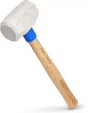 White 16 Oz Rubber Mallet Hammer with Hickory Wood Handle for Flooring Woodworki