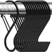4 Inch Large S Hooks for Hanging with Safety Buckle, 12 Pack Closet S Black