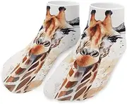 [QMNVBDS] Watercolor Giraffe Socks Ankle Length Socks Casual Short Socks for Women Men Low Cut Sports Socks Running Socks No Show Socks Ankle Socks Athletic Socks Workout Socks, Style, One Size, Style