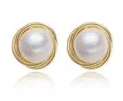 E11 Silk Pearl Shape Earrings Ear Hook Korean Ear Ornaments for Girls Women Decorative Party Wedding