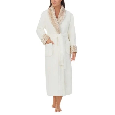 NEW Carole Hochman Ladies Ivory Plush Wrap Robe, Size LARGE, Free Shipping