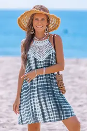Cupshe Tide Song Navy Cover-Up Mini Dress - Navy,S