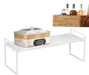 Qkbuza Kitchen Counter Shelf, Expandable Microwave Countertop Stand, Adjustable Cabinet Organizer Shelf, Space-Saving Kitchen Organizer, Sink Shelf Riser