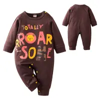 在飛比找Yahoo奇摩購物中心優惠-colorland咖啡獅子 長袖包屁衣 連身衣 童裝