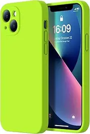 Kiresen Designed for iPhone 13 Mini Case - Upgraded Camera Protection - Soft Microfiber Lining Inside - Silicone Shockproof Protective Phone Case 5.4" for Men Women Girls - Fluorescent Yellow