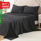 Bamboo Cooling Sheet Set, 4 Pieces, Ultra Soft 2000TC (Black, King Single)
