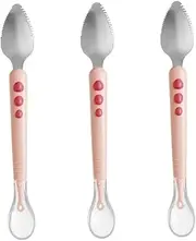 WHAMVOX 3pcs Infant Feeding Spoon Set Double Head Silicone Fruit Scrape Spoon Safe Training Utensils