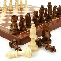 在飛比找樂天市場購物網優惠-【日本代購】4 張豪華西洋棋套裝紅木木製西洋棋遊戲特大號高度