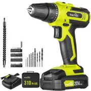 20V Cordless Drill Set, 3/8" Power Drill with 2 Variable Speed, 21+1 Torque S...