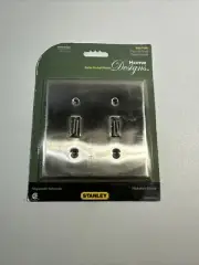 Stanley Home Designs Satin Nickel Dual Light Switch Wall Plate Cover NOS
