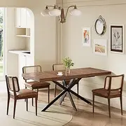 55''-70.9'' Extendable Dining Room Table for 4 5 6 7 8 People, MECHYIN Wooden Rectangle Expandable Dining Table with Hidden Storage, Space Saving Farmhouse Kitchen Table for Dining Room Kitchen Office