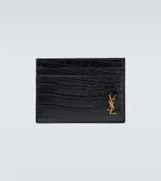 [Saint Laurent] Saint Laurent Croc-effect leather card holder One Size black