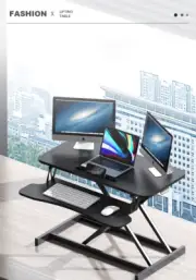 Rocelco 32" Dual Monitor Riser - Height Adjustable Standing Desk Converter with