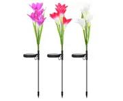 3PCS Solar Lawn Light Outdoor Waterproof Simulation Lantern Big Lily Lantern Garden Landscape Light
