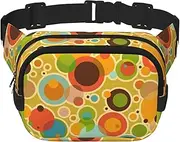 Colorful Abstract Square Double-Layer Waist Bag Mini Adjustable Waist Belt Bag Exercise Running Travel Hiking, Black, One Size