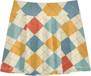 [FRODOTGV] Colorful Checkerboards Girls Tennis Skirt with Built-in Shorts Skort for Little Girl Kids Pleated Skirt