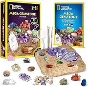 Blue Marble National Geographic Mega Gemstone Dig Kit - Dig Up 15 Real Gemstones, STEM Activities for Kids, Gem Mining Kit, Educational Science Kit