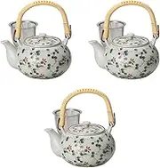 Set of 3 Brocade Flowers MS4 Earthen Bottle [500 cc] 4.9 x 3.7 inches (12.5 x 9.5 cm) (500cc) | Arita Ware Pottery Setomonohonpo