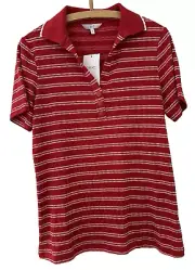 NEXT. BNWT. RED STRIPY STRETCH JERSEY POLO SHIRT TOP. SIZE 16