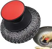 Kitchen Scrub Brush | Stainless Steel Pot Brushes for Cleaning | Stainless Steel Non-Slip Cleaning Scrubber Palm Scouring Pad with Handle for Stoves, Bowls & Cups