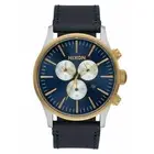 New Nixon A405-1922 Sentry Chrono Leather Gold Blue Men's watch A4051922