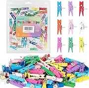 Push Pin Clips for Cork Board, 60 Pcs Colorful Push Pins with Wooden Clips Decorative Assorted Colors Thumbtack Pushpins Tacks for Bulletin Board Decorations, Artworks, Notes, Photos, Office and Home