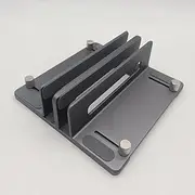 Dual Slot Vertical Laptop Stand Holder - Sturdy Aluminum Double Desktop Stand Holder with Adjustable Dock, Fits All MacBook/Surface/Samsung/HP/Dell/Chrome Book for Desk Organization (Grey)