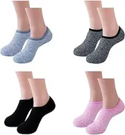 [FUIPVGI] 4 Pairs Fluffy House Socks for Men and Women, Warm Non-Slip Slippers Socks with Non-Slip Grain, Soft Non-Slip Socks for Floor, Bed, House