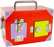 Wooden Colourful Lock Activity Box with Key