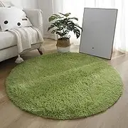 Plush Round Rug White Children Carpets for Living Room Home Decor Soft Kid Bedroom FloorPlay Mat Room Fluffy Cute Rug,Grass Green,Diameter 140cm