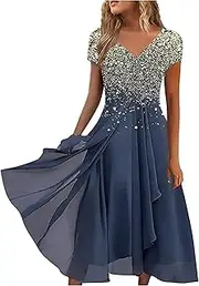 [SMIDOW] Mother of The Bride Dresses Petite Length Lace Appliques Formal Evening Party Prom Gown Chiffon Short Sleeve A-Line