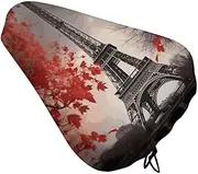 Bicycle Seat Cover Eiffel Tower Autumn Leaves Printed Bike Covers Bike Cushion Seat Protector with Drawstring for Most Bikes