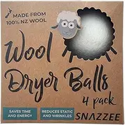 Snazzee Wool Felt Dryer Balls – 4 Pack, Eco-Friendly Fabric Softener Alternative for Faster Drying & Reducing Wrinkles