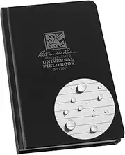 Rite in the Rain Weatherproof Hard Cover Notebook, 4.75" x 7.5", Black Cover, Universal Pattern (No. 770F)