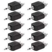 10x 3.5mm Mono Male to Dual 2 RCA Male Audio Cable Adapter Connector Converter