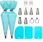 Piping Bags and Tips Set, Cuicanfla 15 Pcs Frosting Piping Kit for Baking wit...
