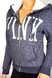 *VICTORIA'S SECRET PINK PERFECT SHERPA LINED HOOD PERFECT MARL HOODIE FLEECE