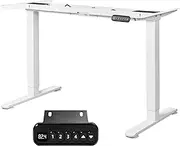 LEVEDE Electric Standing Desk Frame, Single Motor Sit Stand Desk Telescopic Frame, 2-Stage, 21mm/s, 4 Memory Height, No Desktop (White)
